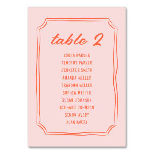 Tarjeta de mesa de Boda retro de diversión a mano