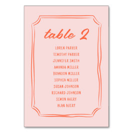 Tarjeta de mesa de Boda retro de diversión a mano