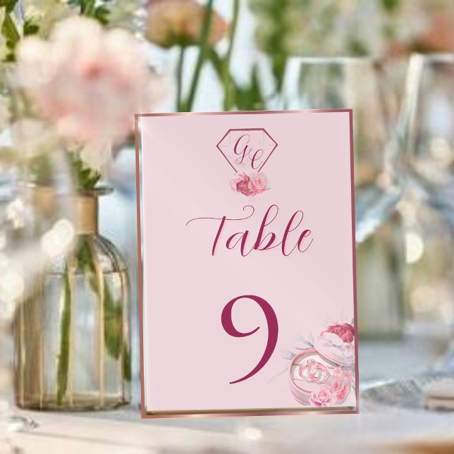 Tarjeta de mesa de Boda rojo Rubor Pink & Crimson (Subido por el creador)