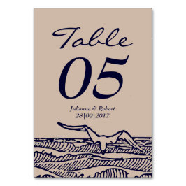 Tarjeta de mesa de boda rústica de Ocean Waves Bea