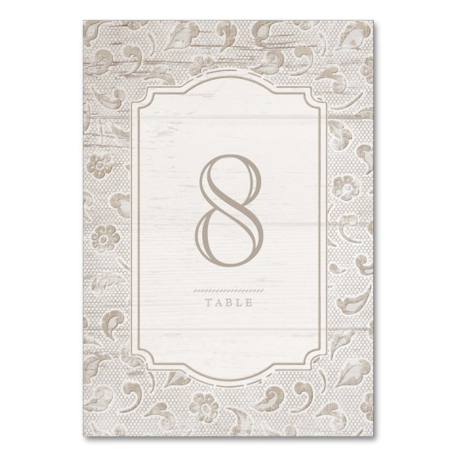 Tarjeta de mesa de boda rústica rústica de madera  (Anverso)