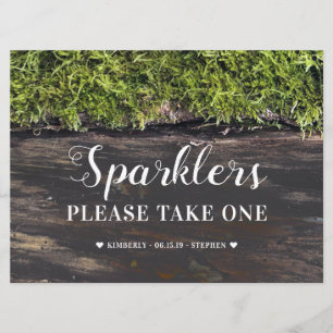 Tarjeta de mesa de Boda Rústico de Rótulo Sparkler