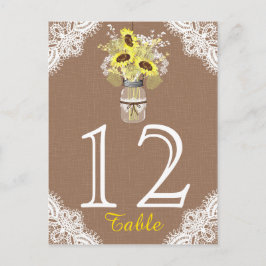 Tarjeta de mesa de Boda Rústico Sunflower Lace Mas