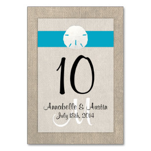 Tarjeta de mesa de boda Sand Dollar Beach