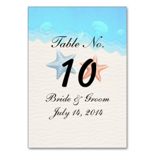 Tarjeta de mesa de boda Seashells Beach