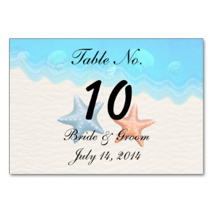 Tarjeta de mesa de boda Seashells Beach