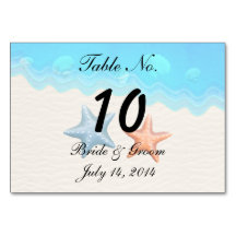 Tarjeta de mesa de boda Seashells Beach