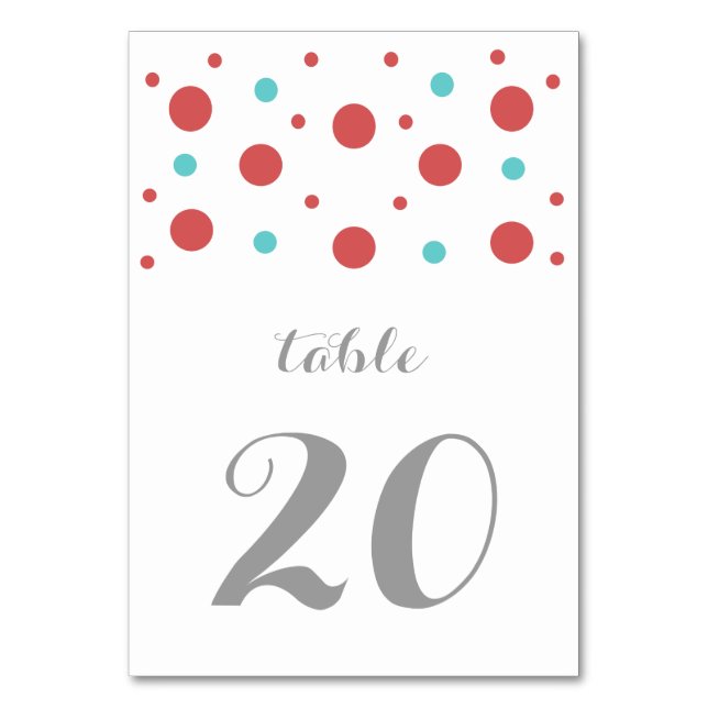 Tarjeta de mesa de Boda Verde azulado de confetti  (Anverso)