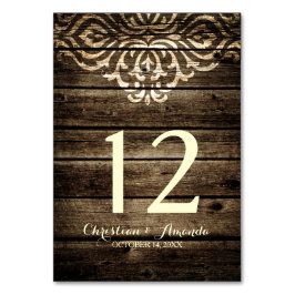 Tarjeta de mesa de bodas de bodas de vintage rusti