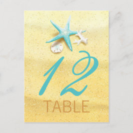 Tarjeta de mesa de bodas de destino de playa de co