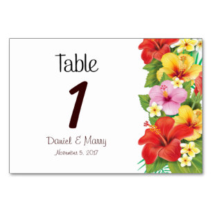 Tarjeta de mesa de bodas de Hibiscus Tropical Beac