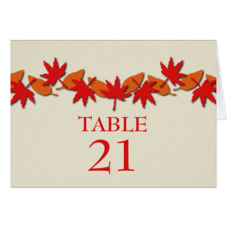 Tarjeta de mesa de borde de hojas de otoño, roja/N