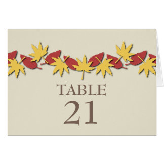 Tarjeta de mesa de borde de hojas otoñales, amaril