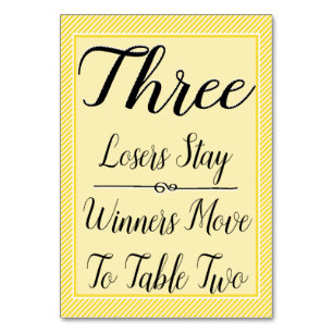 Tarjeta de mesa de Bunco #3 - Banda amarilla elega