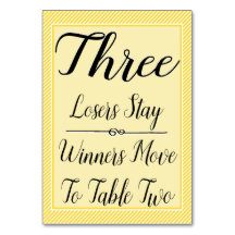 Tarjeta de mesa de Bunco #3 - Banda amarilla elega