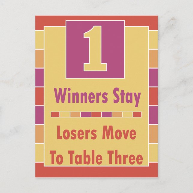 Tarjeta de mesa de Bunco de franjas coloridas #1 (Anverso)