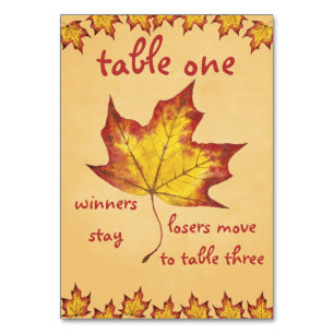 Tarjeta de mesa de Bunco de hojas de otoño #1