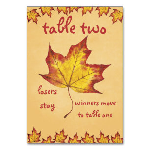 Tarjeta de mesa de Bunco de hojas de otoño #2