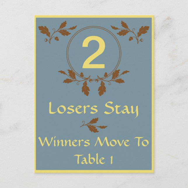 Tarjeta de mesa de Bunco de hojas de otoño #2 (Anverso)