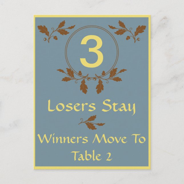 Tarjeta de mesa de Bunco de hojas de otoño #3 (Anverso)