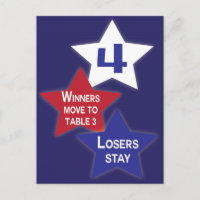 Tarjeta de mesa de Bunco de las Estrellas Rojas y