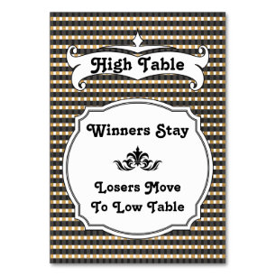 Tarjeta de mesa de Bunco de oro negro - Mesa baja