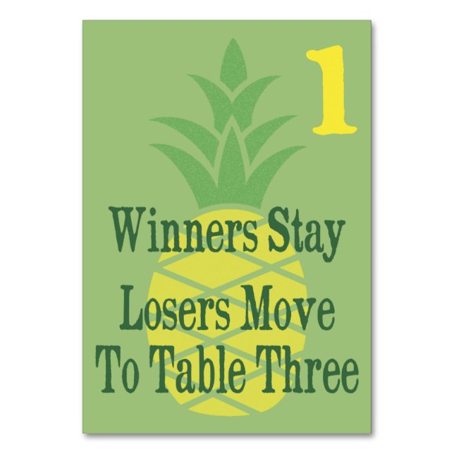 Tarjeta de mesa de Bunco de piña #1 (Anverso)