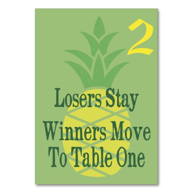 Tarjeta de mesa de Bunco de piña #2 (Anverso)