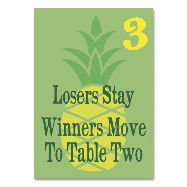 Tarjeta de mesa de Bunco de piña #3 (Anverso)