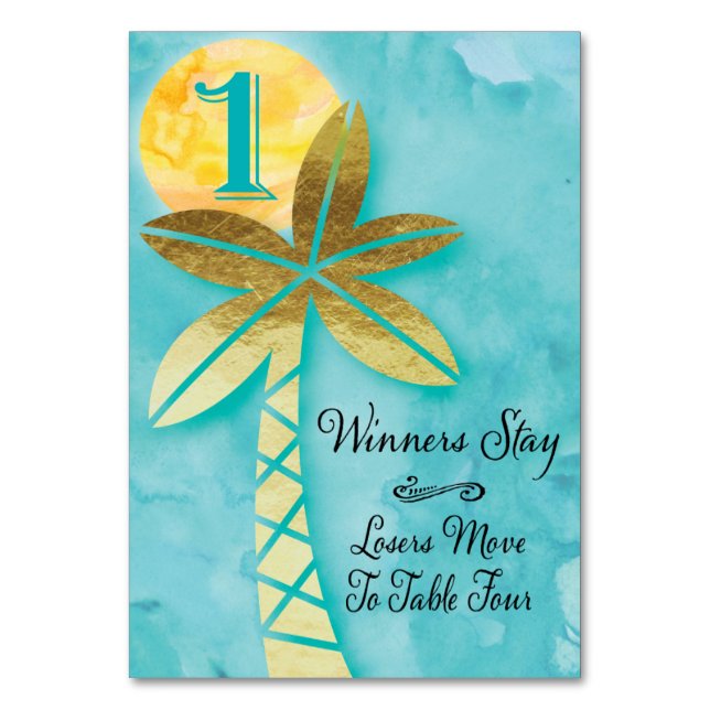 Tarjeta De Mesa De Bunco De Playa #1 A Cuatro (Anverso)