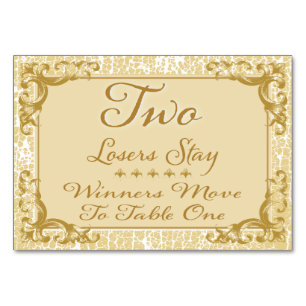 Tarjeta de mesa de Bunco elegante de oro #2