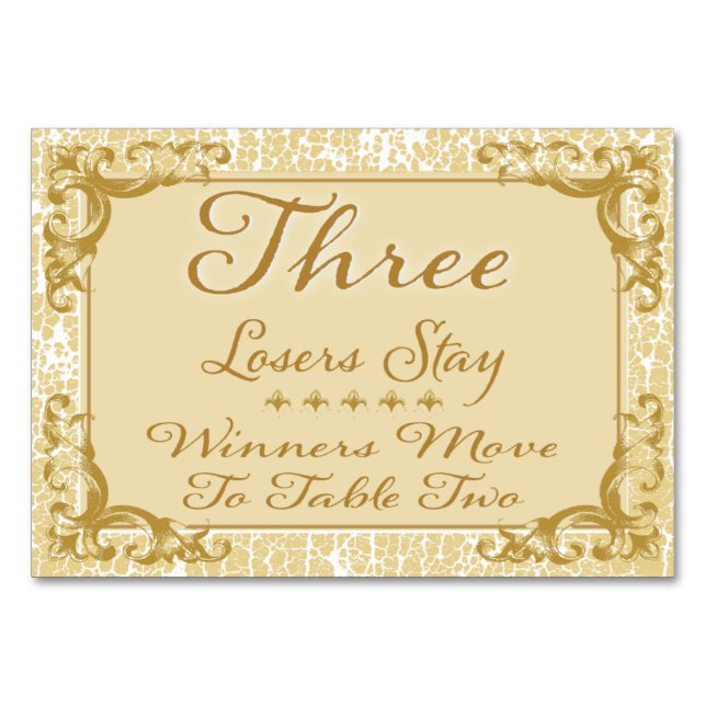 Tarjeta de mesa de Bunco Elegante Gold #3 (Anverso)