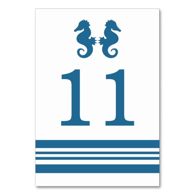 Tarjeta de mesa de caballito de mar náutico (Anverso)