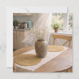 Tarjeta de mesa de cabaña iluminada por el sol – C