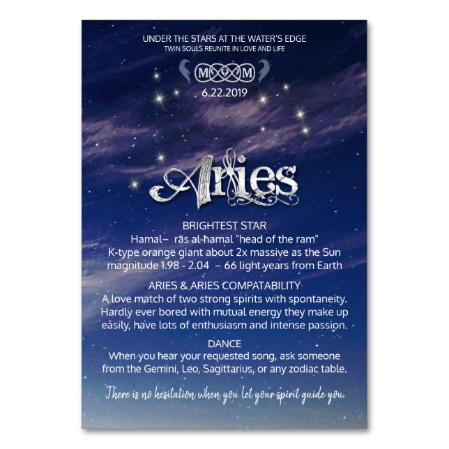 Tarjeta de mesa de centro de Aries (Anverso)