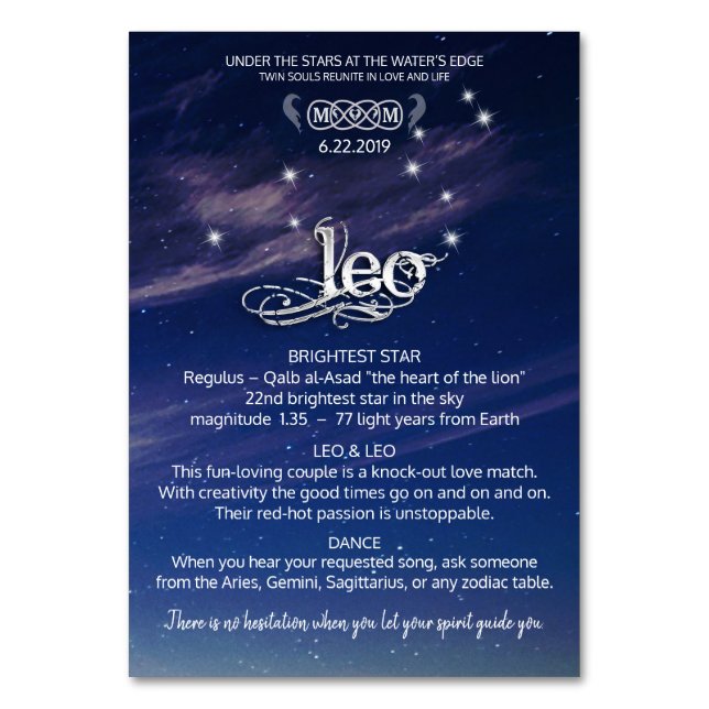 Tarjeta de mesa de centro de Leo (Anverso)