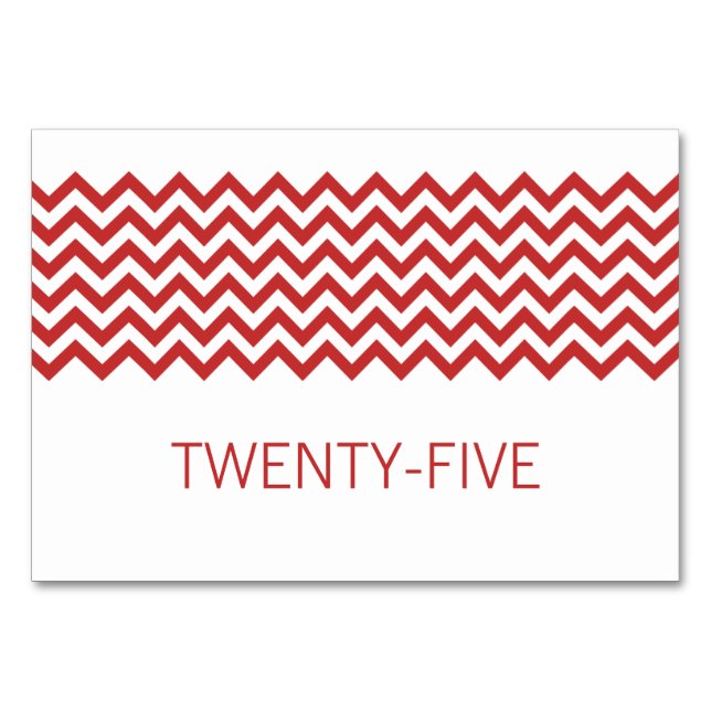 Tarjeta de mesa de Chevron Simple Rojo (Anverso)