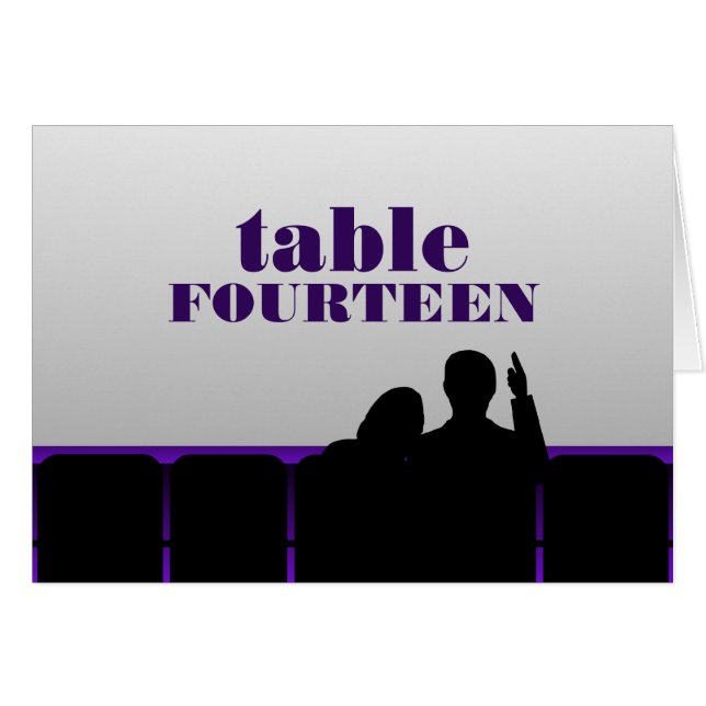 Tarjeta de mesa de cine, púrpura (Anverso (Horizontal))