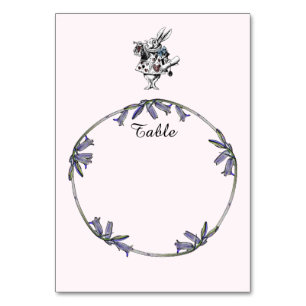 Tarjeta de mesa de conejo blanco Alice in Wonderla