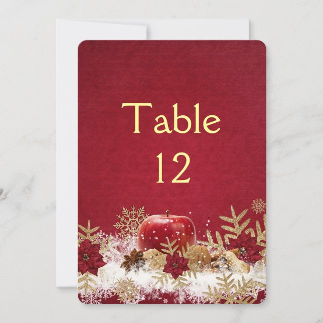 Tarjeta de mesa de copos de nieve de oro para los  (Anverso)