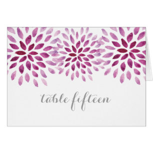 Tarjeta de mesa de crisantemo color de agua morada