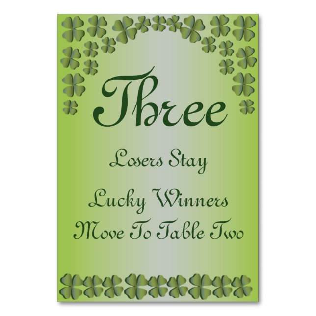 Tarjeta de mesa de cuatro hojas de ceaf Lucky Irla (Anverso)