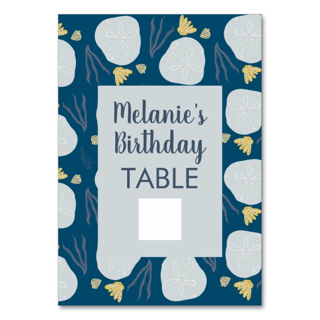 Tarjeta de mesa de cumpleaños de playa y océano pa (Anverso)