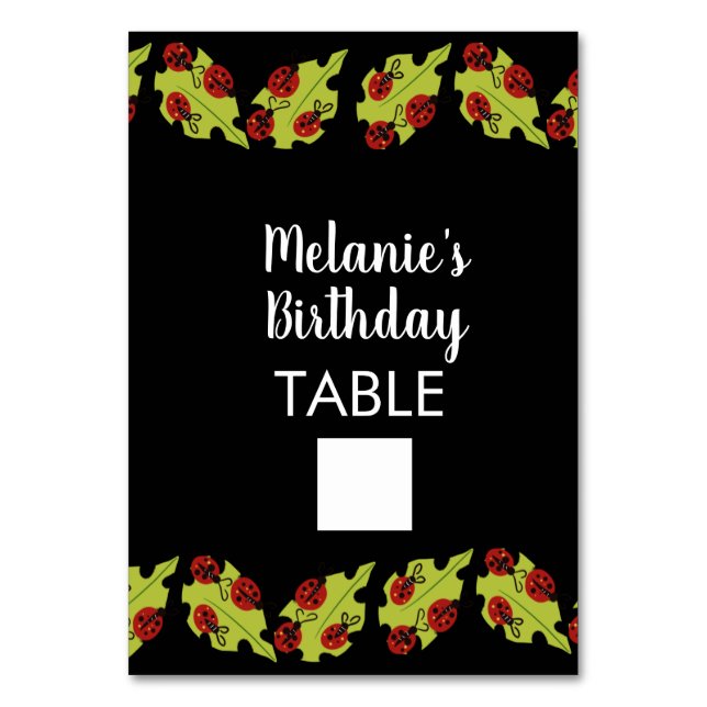 Tarjeta de mesa de cumpleaños para rellenar Lady B (Anverso)