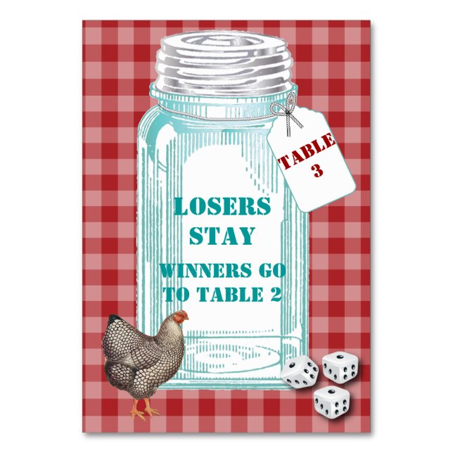 Tarjeta de mesa de dados de Bunco de verificación  (Anverso)