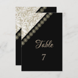 Tarjeta de mesa de damasco negro elegante