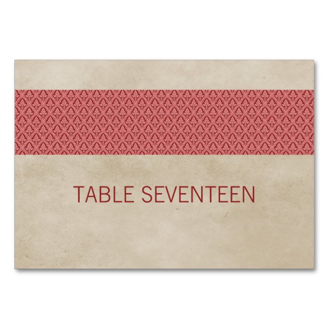 Tarjeta de mesa de damasco rojo ruso (Anverso)