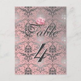 Tarjeta de mesa de damasco rosa grunge