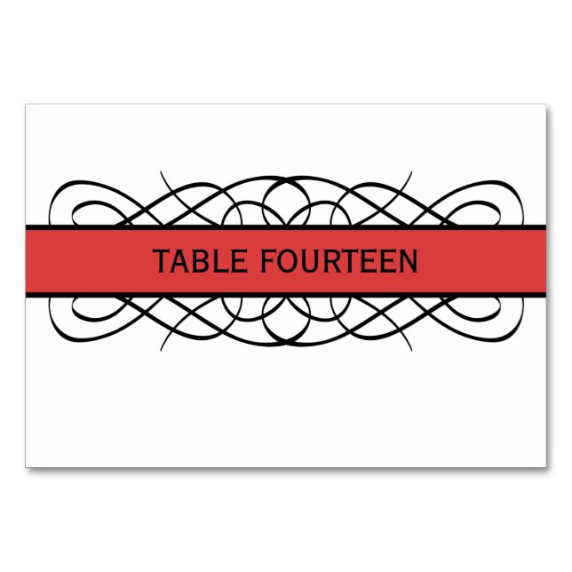 Tarjeta de mesa de deco rojo floreciente (Anverso)