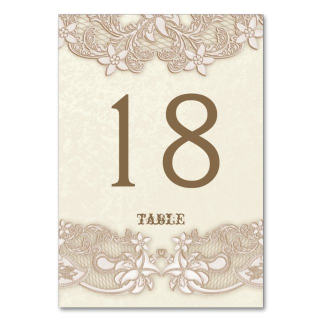Tarjeta de mesa de diseño de encaje floral victori (Anverso)